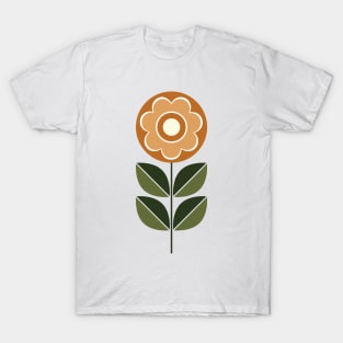Retro Geometric Flower 5 in Green and Earthy tones T-Shirt